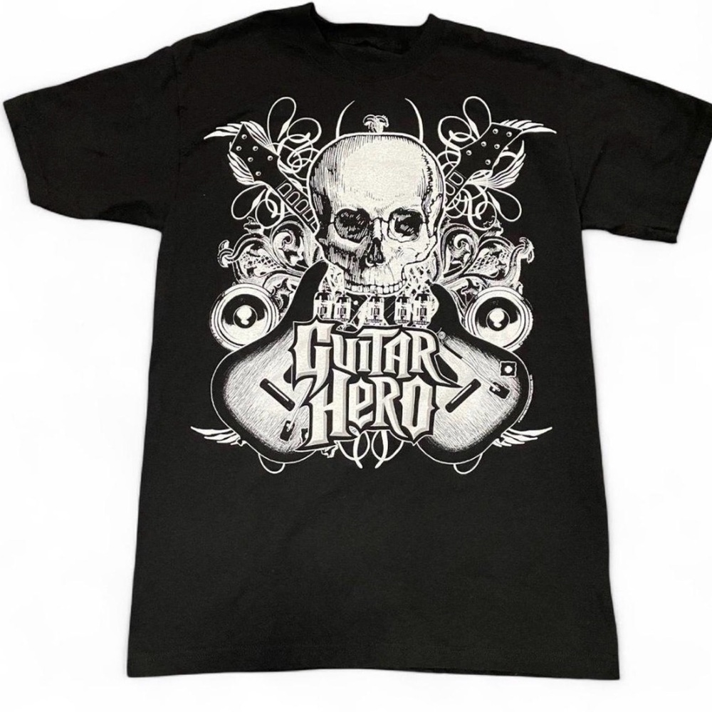 Vintage 2008 Guitar Hero Skull and Guitars Promo Graphic T-Shirt